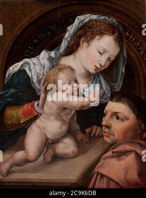 Jan Gossaert (Mabuse) - Vierge et enfant avec un patron Banque D'Images