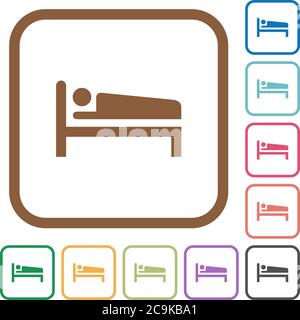 Sleeping man icônes simples en couleur cadres carrés arrondis sur fond blanc Illustration de Vecteur