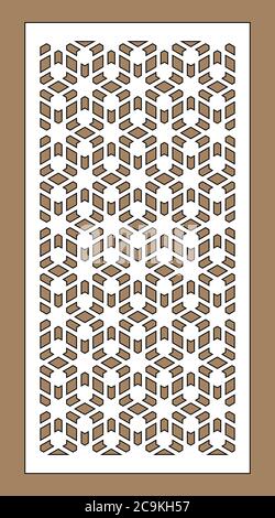 Mur décoratif arabe islamique, écran, motif panneau avec étoiles. Kit de modèle vectoriel. Jeu de panneaux vectoriels décoratifs pour la découpe au laser. Modèle pour Illustration de Vecteur