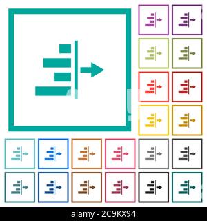 Diminuez l'indentation droite des icônes de couleur plate de contenu avec des cadres de quadrant sur fond blanc Illustration de Vecteur