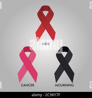 AIDS, cancer and Mourning Ribbon Vector Design 10 EPS Illustration Illustration de Vecteur