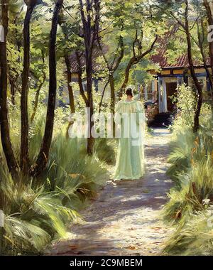 Kroyer Peder Severin - Marie dans le jardin 2 - Ecole danoise - 19ème et début du 20ème siècle Banque D'Images