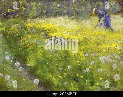 Kroyer Peder Severin - Marie KrÃ¸yer dans le jardin de Skagen - Ecole danoise - 19ème et début du 20ème siècle Banque D'Images