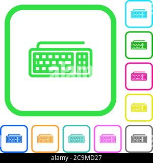 Clavier d'ordinateur icônes plates aux couleurs vives dans des bordures incurvées sur fond blanc Illustration de Vecteur Clavier d'ordinateur icônes plates aux couleurs vives dans des bordures incurvées sur fond blanc Illustration de Vecteur