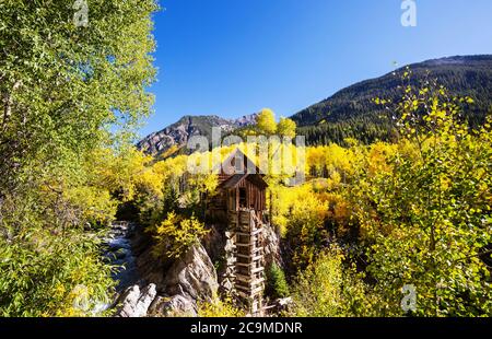 Crystal Mill Wooden Powerhouse au Colorado Banque D'Images