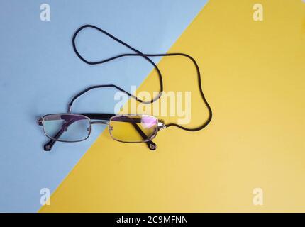 macro photo des lunettes de lecture Banque D'Images