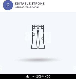 Symbole de Jean, signe plat rempli, pictogramme solide isolé sur blanc, illustration du logo. Icône jeans pour présentation. Illustration de Vecteur