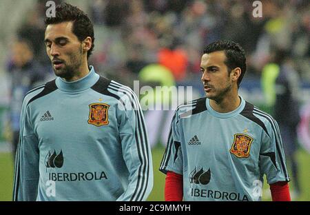 Alvaro Arbeola et Pedro lors de la qualification coupe du monde 2014 France - Espagne 2013, le 26 2013 mars à Stade de France, France- photo Laurent Lairys / DPPI Banque D'Images