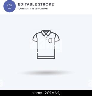 Polo shirt icône vecteur, affiche plate remplie, pictogramme solide isolé sur blanc, illustration du logo. Polo emblématique pour la présentation. Illustration de Vecteur