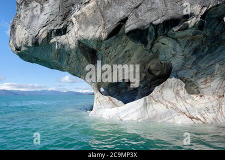 Sanctuaire des grottes de marbre, Cathédrale de marbre sur le lac General Carrera, Puerto Rio Tranquilo, région d'Aysen, Patagonie, Chili Banque D'Images