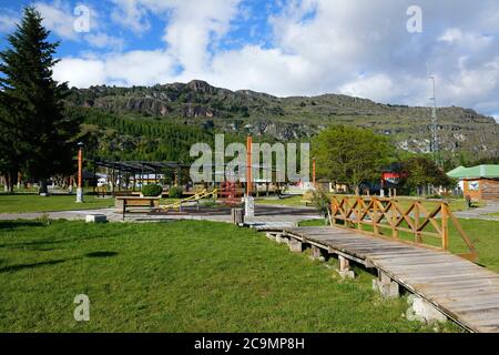 Puerto Río Tranquilo, place principale, région d'Aysen, Patagonie, Chili Banque D'Images