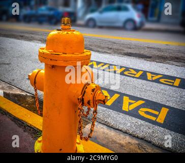 Hydratant au bord de la route sur Ocean Drive, Miami Beach. Sud de la Floride, États-Unis Banque D'Images