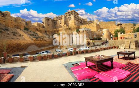 Jaisalmer - ville merveilleuse dans le désert appelée "ville dorée du Rajasthan" Inde Banque D'Images