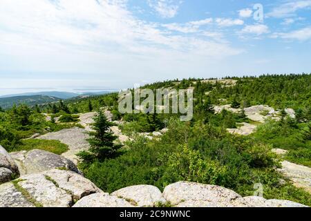 Vue depuis le sommet de Cadillac Mountain dans le parc national Acadia Banque D'Images