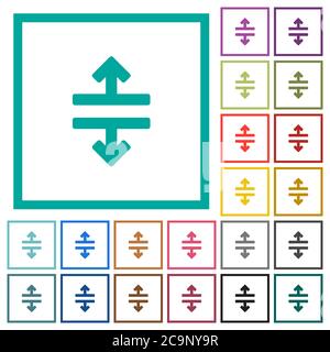 Icônes de couleur plate et horizontale avec cadres quadrants sur fond blanc Illustration de Vecteur