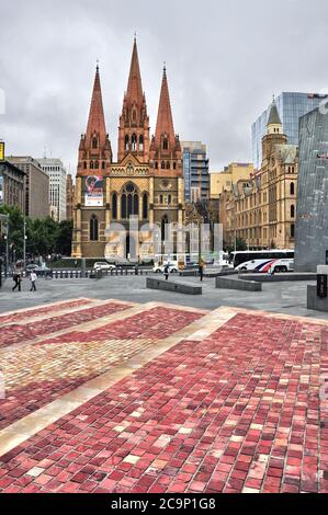 Federation Square, Melbourne, Victoria, Australie, 2013.12.17 Banque D'Images