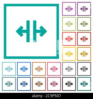 L'outil de fractionnement vertical affiche des icônes de couleur plate avec des cadres quadrants sur fond blanc Illustration de Vecteur