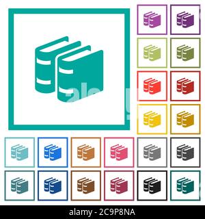 Deux icônes de couleur plate de livres avec cadres quadrants sur fond blanc Illustration de Vecteur