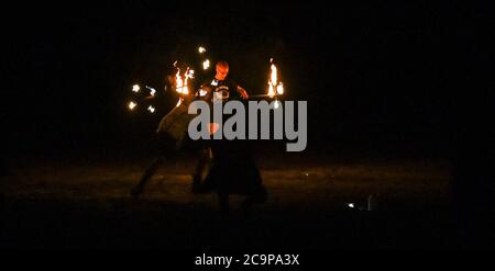 Brighton Royaume-Uni 1er août 2020 - les pompiers lors d'un rassemblement dans un parc de la ville de Brighton : Credit Simon Dack / Alamy Live News Banque D'Images