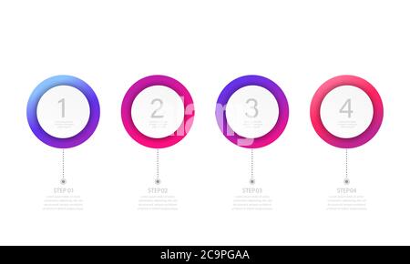 Modèle d'infographies Business Modern. Processus avec 4 étapes, options, conception de cercles. Vecteur sur fond blanc isolé. SPE 10 Illustration de Vecteur