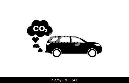 Gaz d'échappement du véhicule avec icône co2. Vecteur sur fond blanc isolé. SPE 10 Illustration de Vecteur