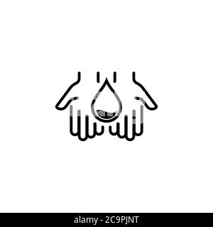 Une goutte d'eau entre les mains. Concept d'économie de ressources en eau. Vecteur sur fond blanc isolé. SPE 10 Illustration de Vecteur