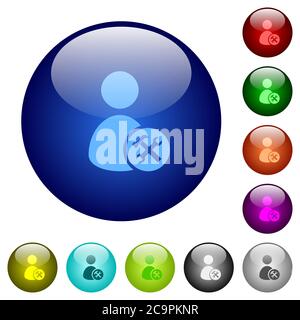 Icônes des outils du compte utilisateur sur les boutons ronds en verre Illustration de Vecteur