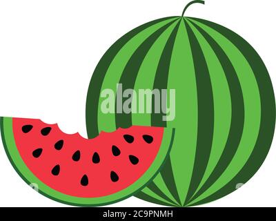Illustration plate d'icône de pastèque isolée sur blanc Illustration de Vecteur