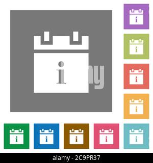 Icônes de plan d'information de programme sur des fonds carrés de couleur simples Illustration de Vecteur