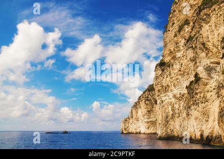 Grottes bleues, île de Paxos, Grèce Banque D'Images