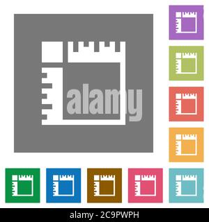 Le canevas règle des icônes plates sur des arrière-plans carrés de couleur simples Illustration de Vecteur