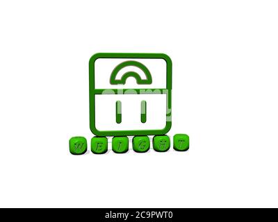Image graphique 3D de poids verticalement avec texte construit par des lettres métalliques cubes de la perspective supérieure, excellent pour la présentation de concept et les diaporamas. Illustration et arrière-plan Banque D'Images