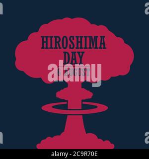 Journée d'Hiroshima, 6 août, affiche rouge d'explosion de la bombe nucléaire, illustration plate, vecteur Illustration de Vecteur