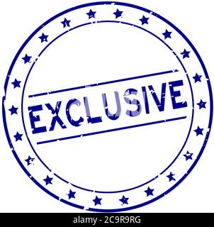 Grunge bleu mot exclusif rond joint caoutchouc cachet sur fond blanc Illustration de Vecteur
