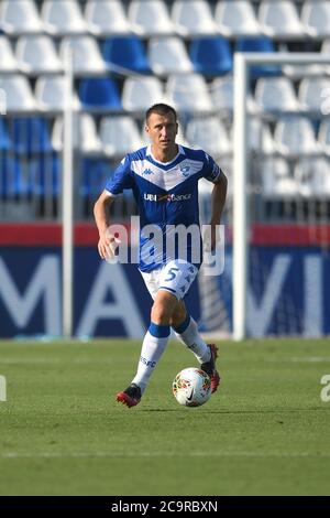 Daniele Gastaldello (Brescia) pendant le match italien 'erie A' entre Brescia 1-1 Sampdoria au stade Mario Rigamonti le 01 août 2020 à Brescia, Italie. Credit: Maurizio Borsari/AFLO/Alay Live News Banque D'Images