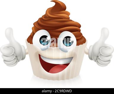 Gâteau au cupcake Happy Cartoon personnage Muffin Mascot Illustration de Vecteur