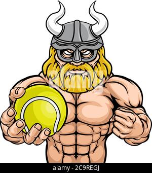 Sports Tennis Viking Mascot Illustration de Vecteur