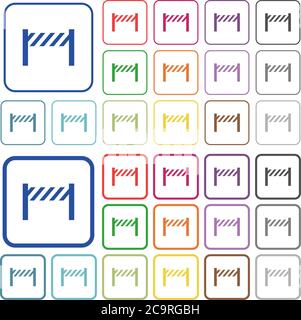 La clôture de route affiche des icônes plates dans des cadres carrés arrondis. Versions minces et épaisses incluses. Illustration de Vecteur