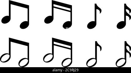 Ensemble d'icônes de notes de musique simples Illustration de Vecteur