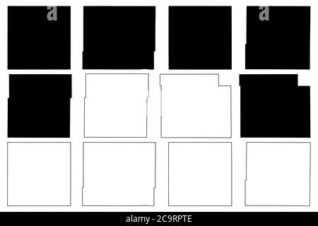 Brown, Barber, Anderson, Allen, Barton et Bourbon County, Kansas (comté des États-Unis, États-Unis d'Amérique, États-Unis, États-Unis) illustration vectorielle de carte, scri Illustration de Vecteur