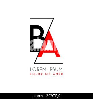 Lettre du logo BA séparée par une ligne noire en zigzag Illustration de Vecteur