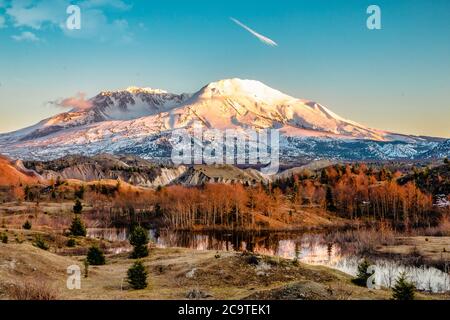 Fin des randonnées hivernales sur le Mont Saint Helens, Washington, États-Unis Banque D'Images