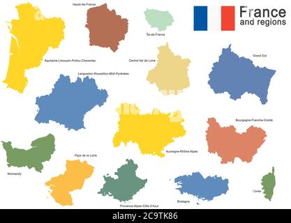 Silhouettes du pays européen France et nouvelles régions Illustration de Vecteur