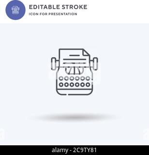 Vecteur d'icône de machine à écrire, signe plat rempli, pictogramme solide isolé sur blanc, illustration du logo. Icône de machine à écrire pour la présentation. Illustration de Vecteur