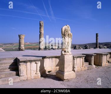 ESCENARIO DEL TEATRO ROMANO DE SEGOBRIGA - SIGLO I. LIEU: TEATRO ROMANO. Segóbriga. CUENCA. ESPAGNE. Banque D'Images