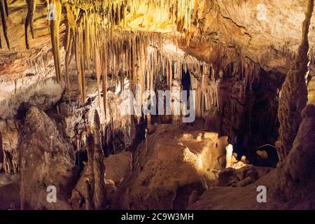 Célèbre grotte Cuevas del Drach à Porto Christo Mallorca,.Dragon Caves. Banque D'Images