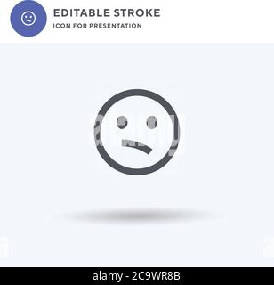 Meh Icon Vector, affiche plate remplie, pictogramme solide isolé sur blanc, illustration du logo. Icône Meh pour la présentation. Illustration de Vecteur