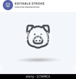 Vecteur d'icône de porc, signe plat rempli, pictogramme solide isolé sur blanc, illustration du logo. Icône PIG pour la présentation. Illustration de Vecteur
