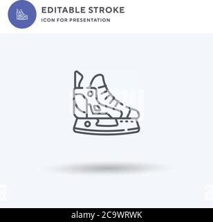 Icône de patinage sur glace, signe plat rempli, pictogramme solide isolé sur blanc, illustration du logo. Icône des chaussures de patinage sur glace pour présentation. Illustration de Vecteur