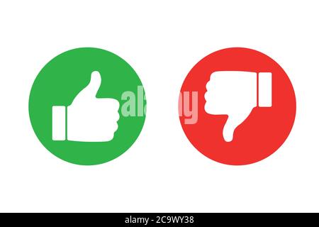 Jeu d'icônes pouce vers le haut et pouce vers le bas. Icônes de la ligne vers le haut et vers le bas. Style plat - vecteur de stock. Illustration de Vecteur